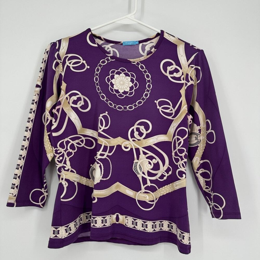 J. Mclaughlan Shirt Womens Extra Small Nautical Preppy Coastal Chic Top Purple